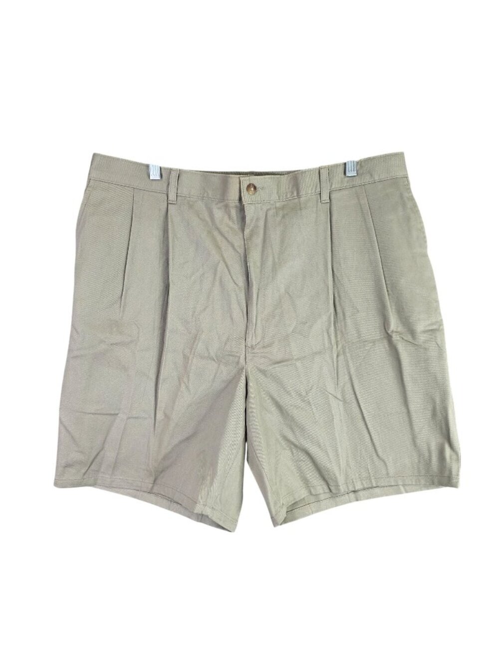 Mens Royal Palm Pleated Khaki Cotton Shorts Elastic Waist & Back Pockets 42
